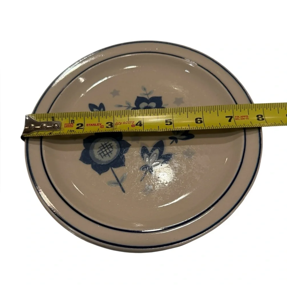 Daekor Designs Tudor Blue Stoneware Salad/Dessert Plates, Cottagecore Set of 3